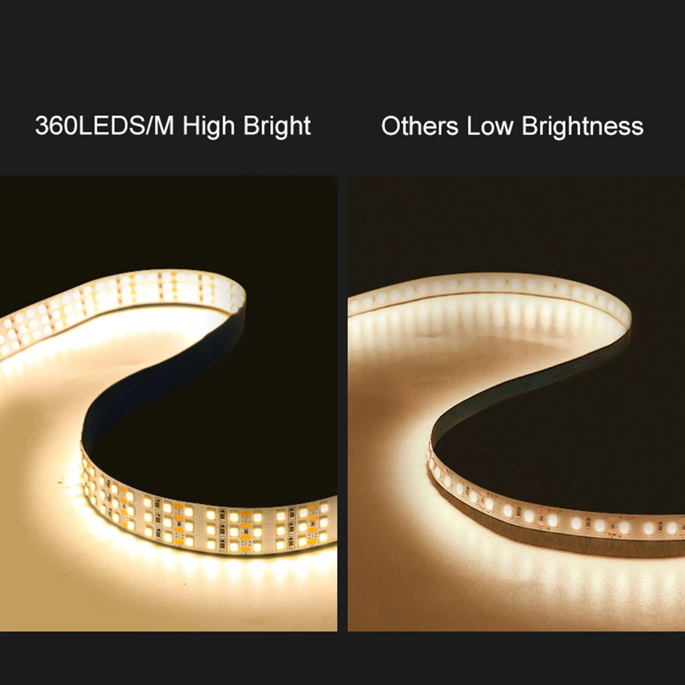 Three Rows LED Strip Light DC12V/24V 2835 SMD 360LEDs High Brightness LED Ribbon Project Lighting Strips 3000K/4000K/6000K