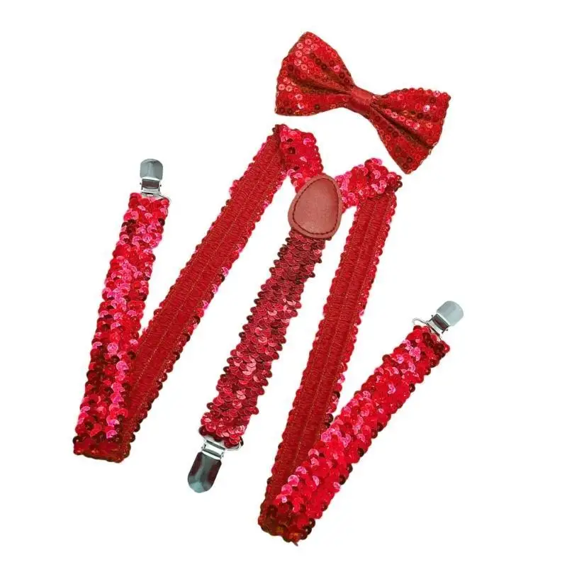 Bretelles élégantes à paillettes avec nœud papillon pour hommes, accessoire Costume multi-usage, attelle pour mariages célébrations vacances