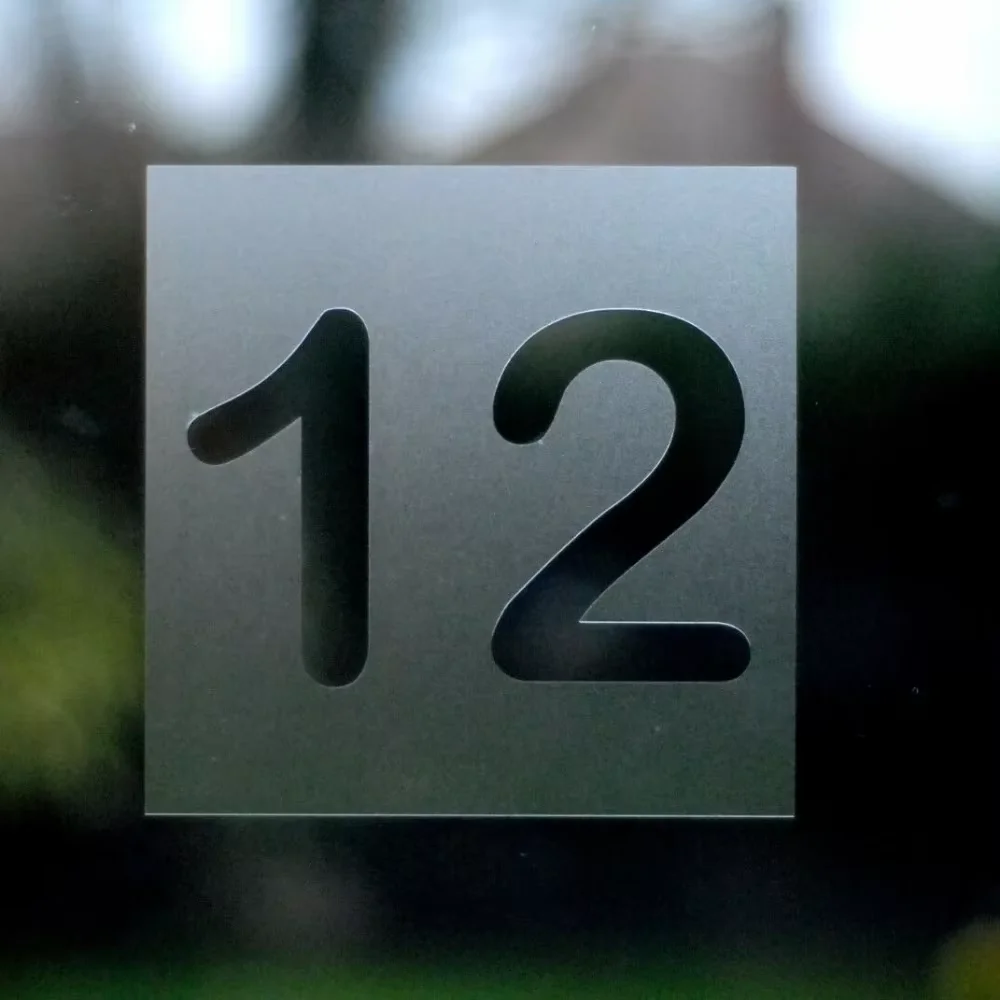 

Индивидуальная современная квадратная наклейка с номером дома/наклейка - стиль травированного стекла - различные размеры x2шт.