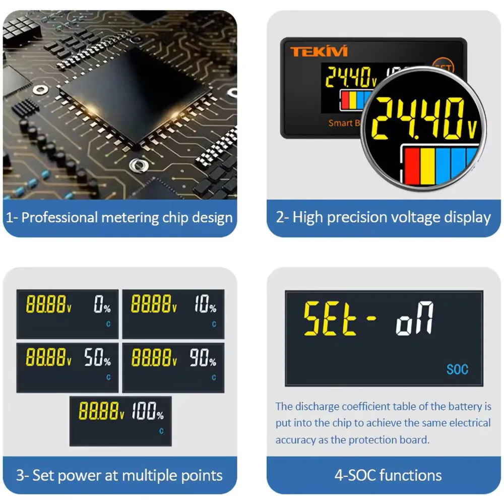 Wasserdichter LCD-Batteriekapazitätsanzeiger 8-100V Digitaler Voltmeter Batterietester für Lithium LiFePO4 Blei-Säure Motorrad Auto – Detail 21