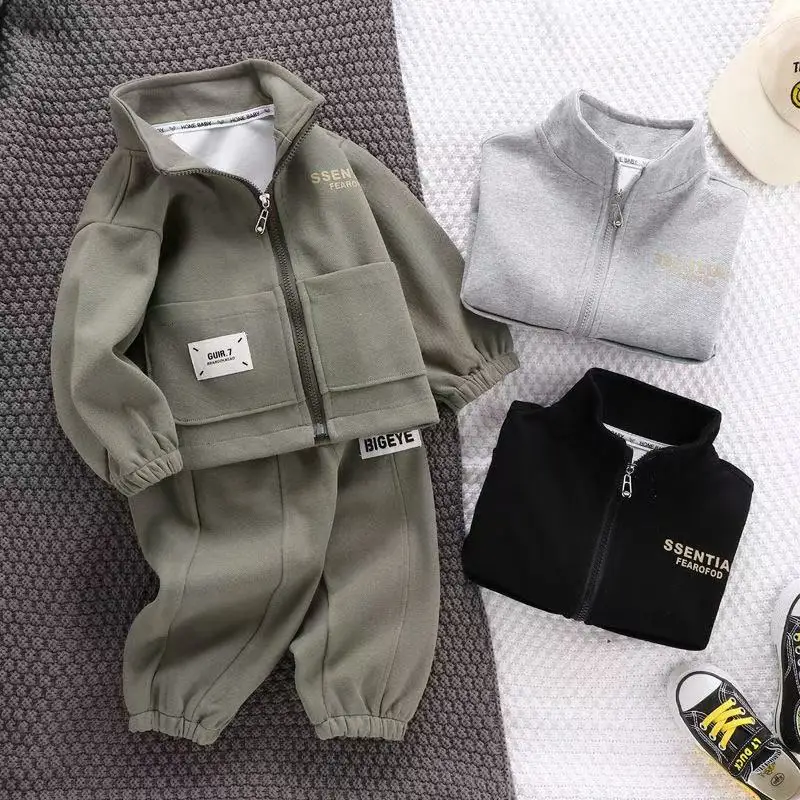 

Boys and Girls' Sweater Set Spring and Autumn Korean Edition Fashionable Kids' Baby Cardigan Coat Sports Pant 2Piece Set