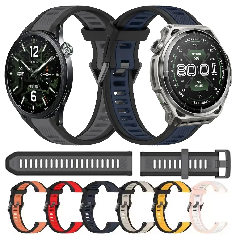 18/20/22mm Silicone Strap For Xiaomi 5/S5-4-3-2 Amazfit Balance 3 2 1 Band OPPO X3-S-X2-X3 Mini Oneplus Watch 4-Lite-3 46mm 43mm
