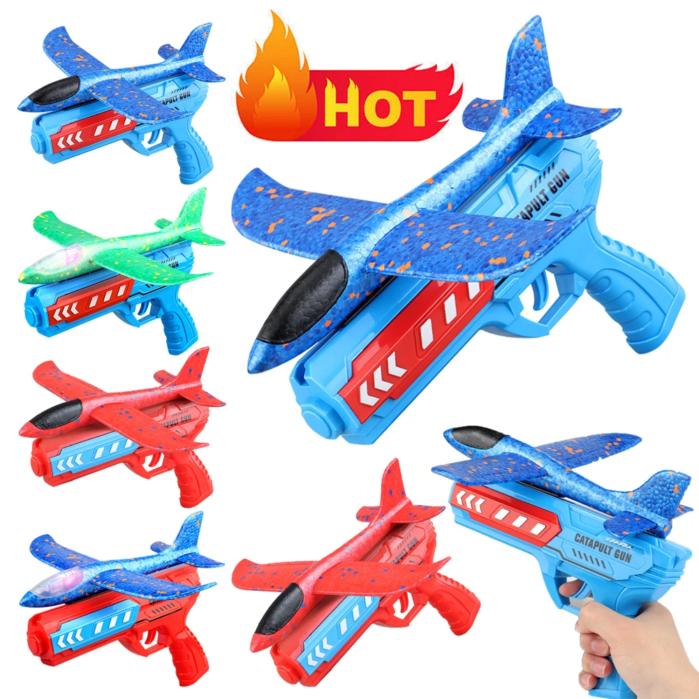 

Airplane Launcher Toys Outdoor Sports Flying Toys Non Slip Kids Catapult Plane With/without Light Birthday Gifts for Boys Girls