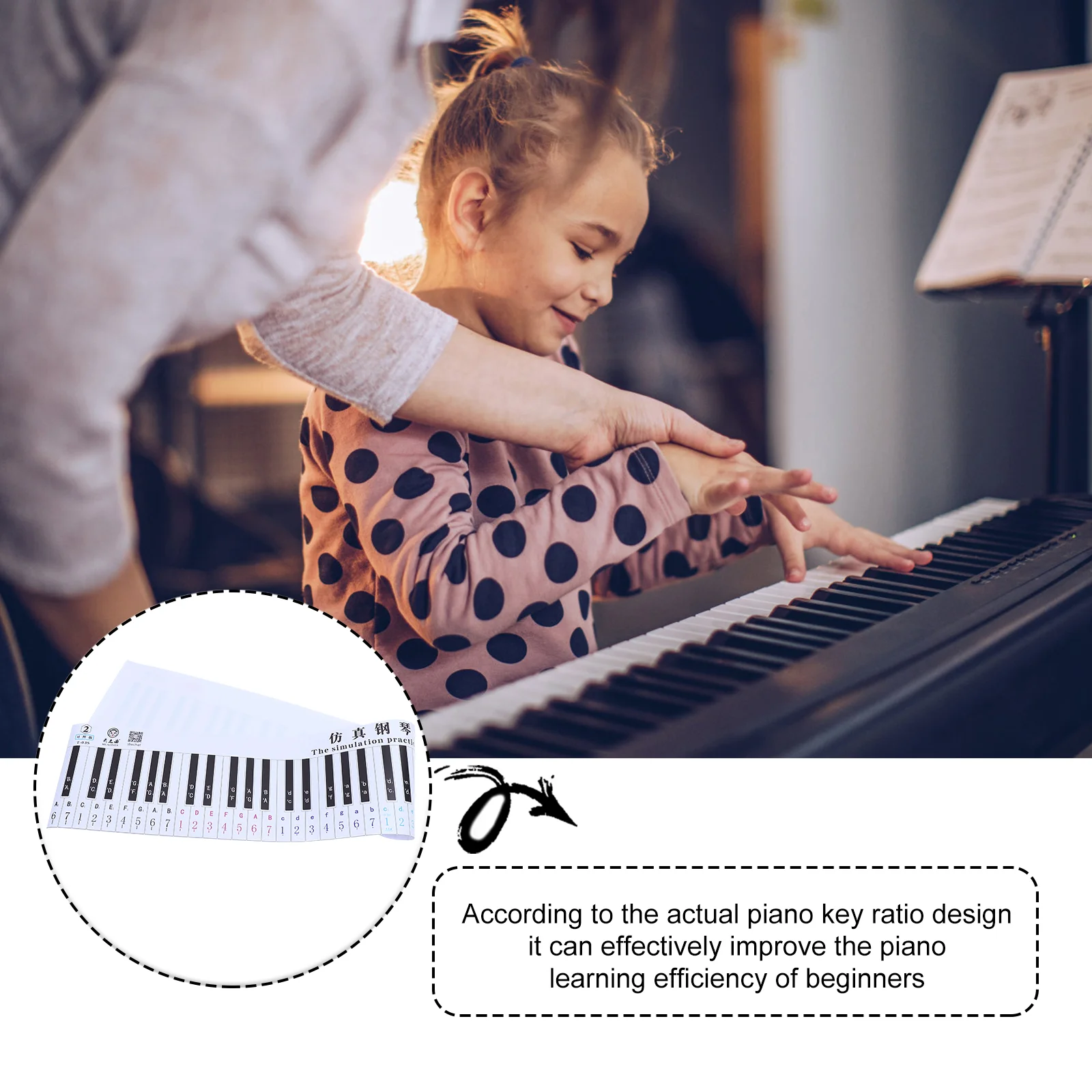 Piano Keyboard Wall Chart Teaching Paper Aid Guide 88 Practice Comparison Card Note Simulation