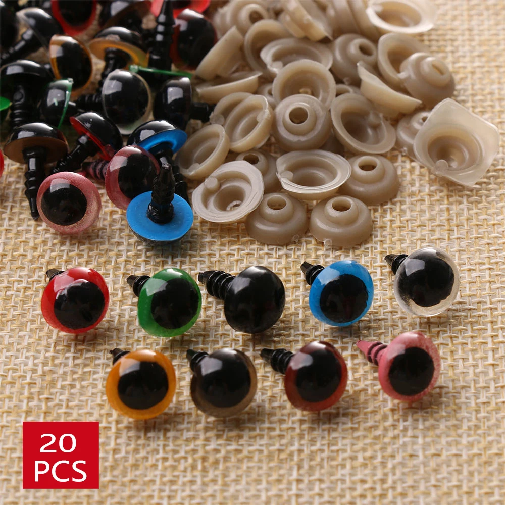 20pcs 9 Colors Puppet Crystal Plastic Safety Eyes Crafts Bear Animal Stuffed Toys Parts with Washer DIY Dolls Puppet Accessories