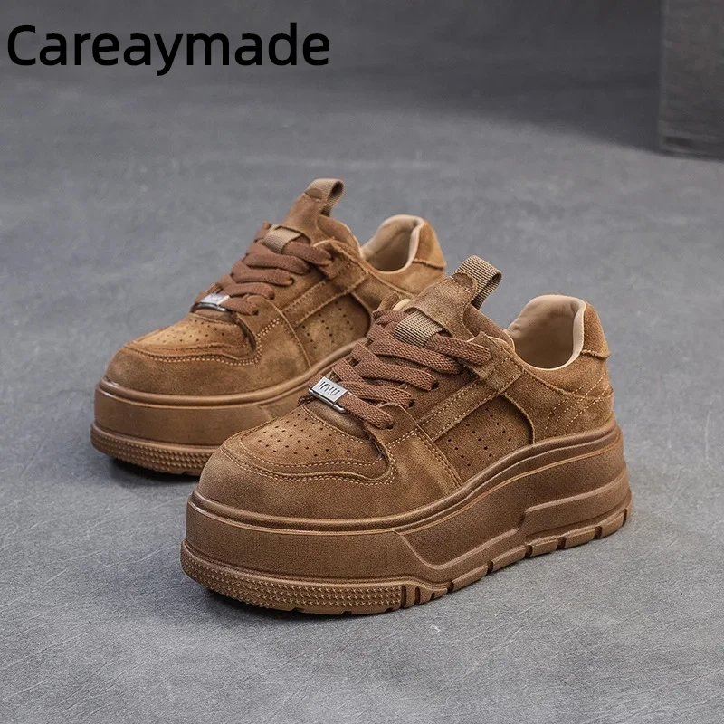 

Careaymade-коровья замша, весенние модные ботильоны из натуральной кожи, массивные кроссовки, женские осенние туфли на танкетке на вулканизированной платформе