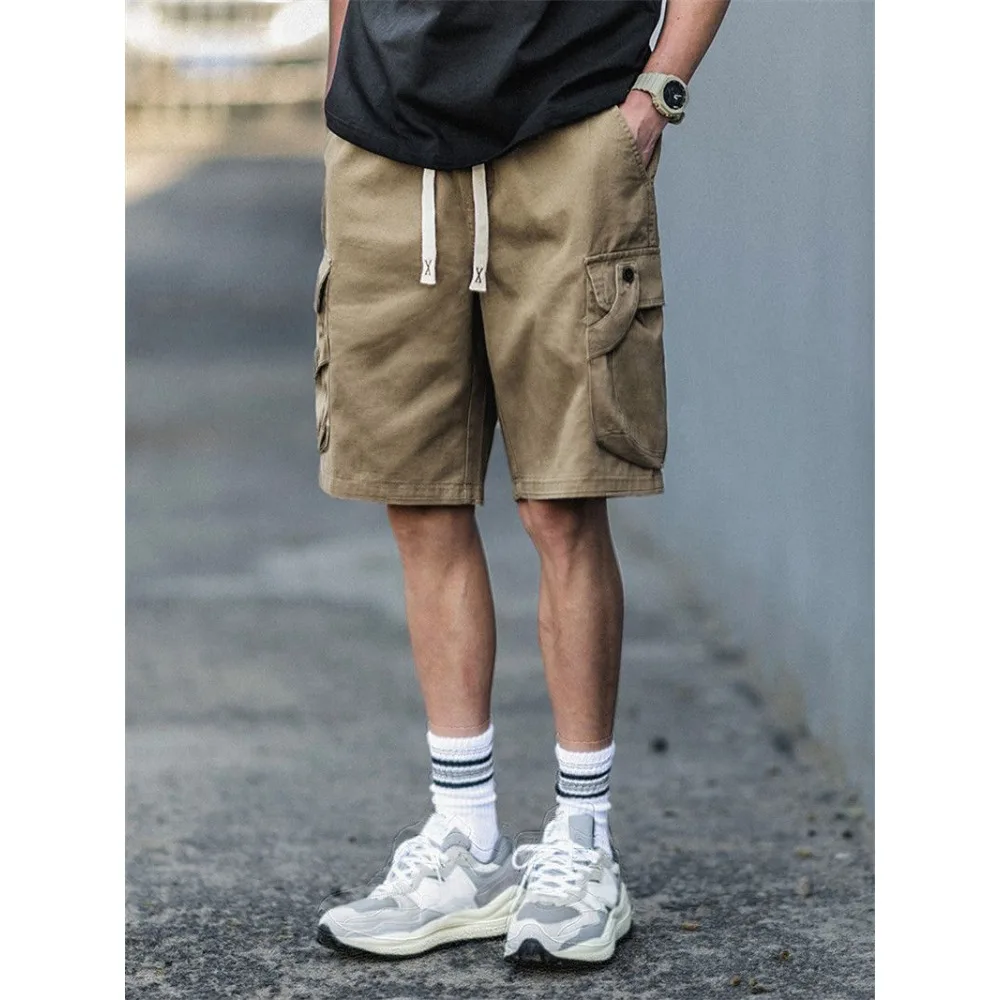 Pantaloncini Cargo Casual di tendenza pantaloni estivi larghi da uomo a gamba dritta cavallo invisibile sesso all'aperto Streetwear pantaloni sportivi a cinque punti