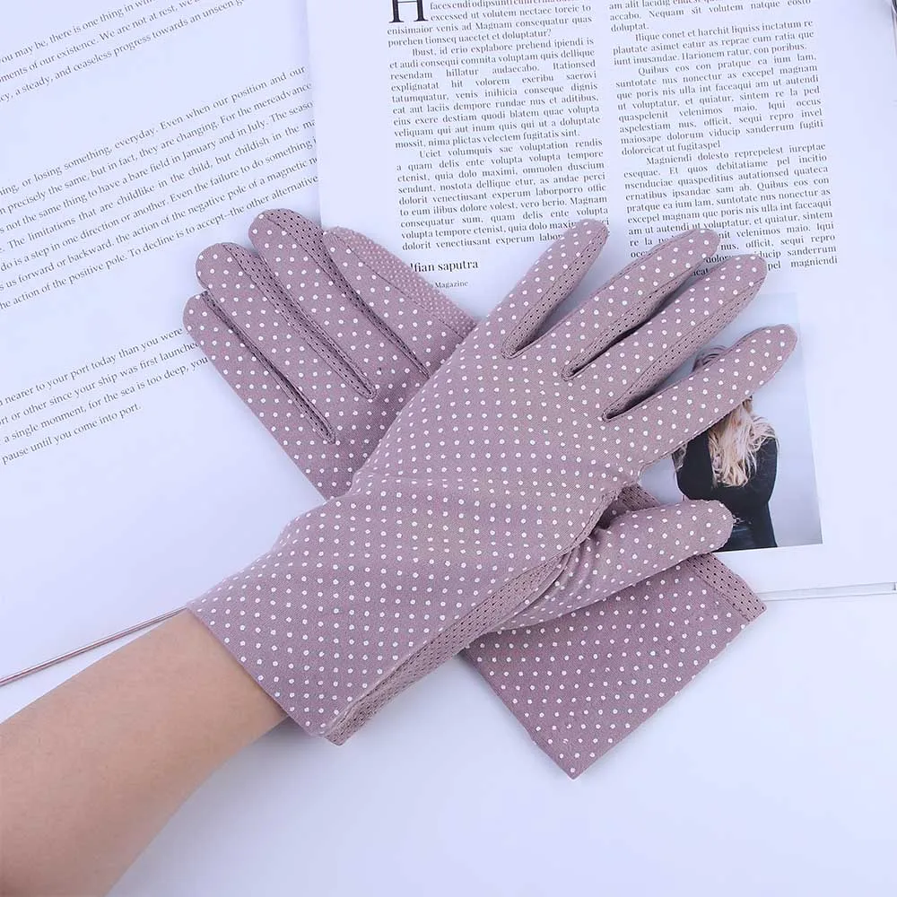 Spring Summer Driving Gloves Women Touch Screen Thin Cotton Gloves Lace Mesh Breathable Non Slip Riding Car Gloves