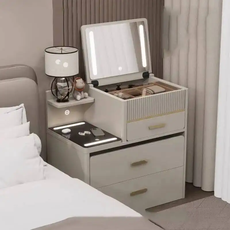 

Luxury Women Makeup Bedroom Vanity Mirror Table Drawers Dressing Table Storage Modern Mesa De Maquillaje Lounge Suite Furniture