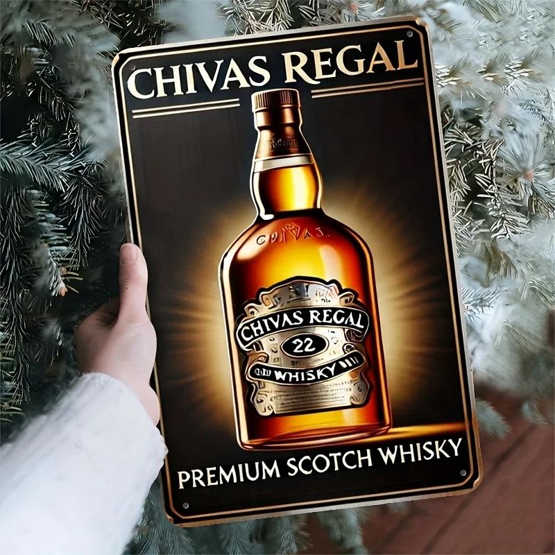 [Letrero de metal Chivas Regal] Letrero de chapa vintage Chivas Regal |   Anuncio de whisky premium, arte de pared de metal duradero para el hogar, bar, cafetería, Rusti