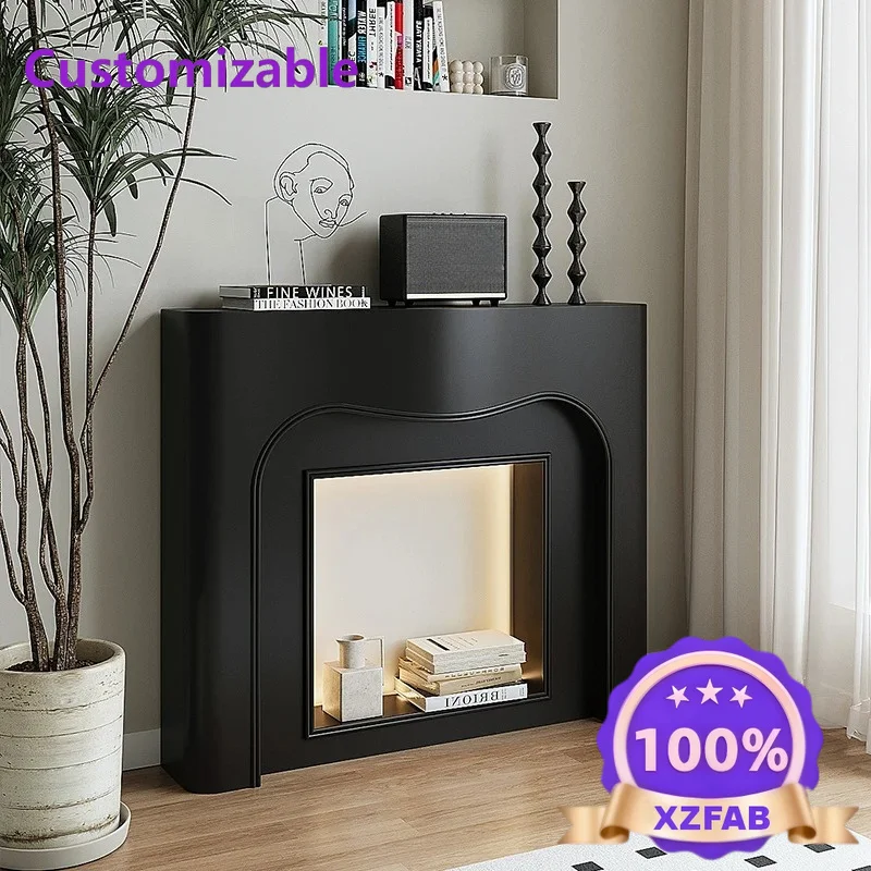 Factory Direct 2026 French fireplace decorative cabinet black display porch side cabinet simulated flame atomization against
