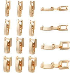 16 Sets 4 Styles Real 24K Gold Plated Fold Over Clasp Watch Band Clasps Bracelets Clasp Fold Necklace Extenders for Bracelet Nec