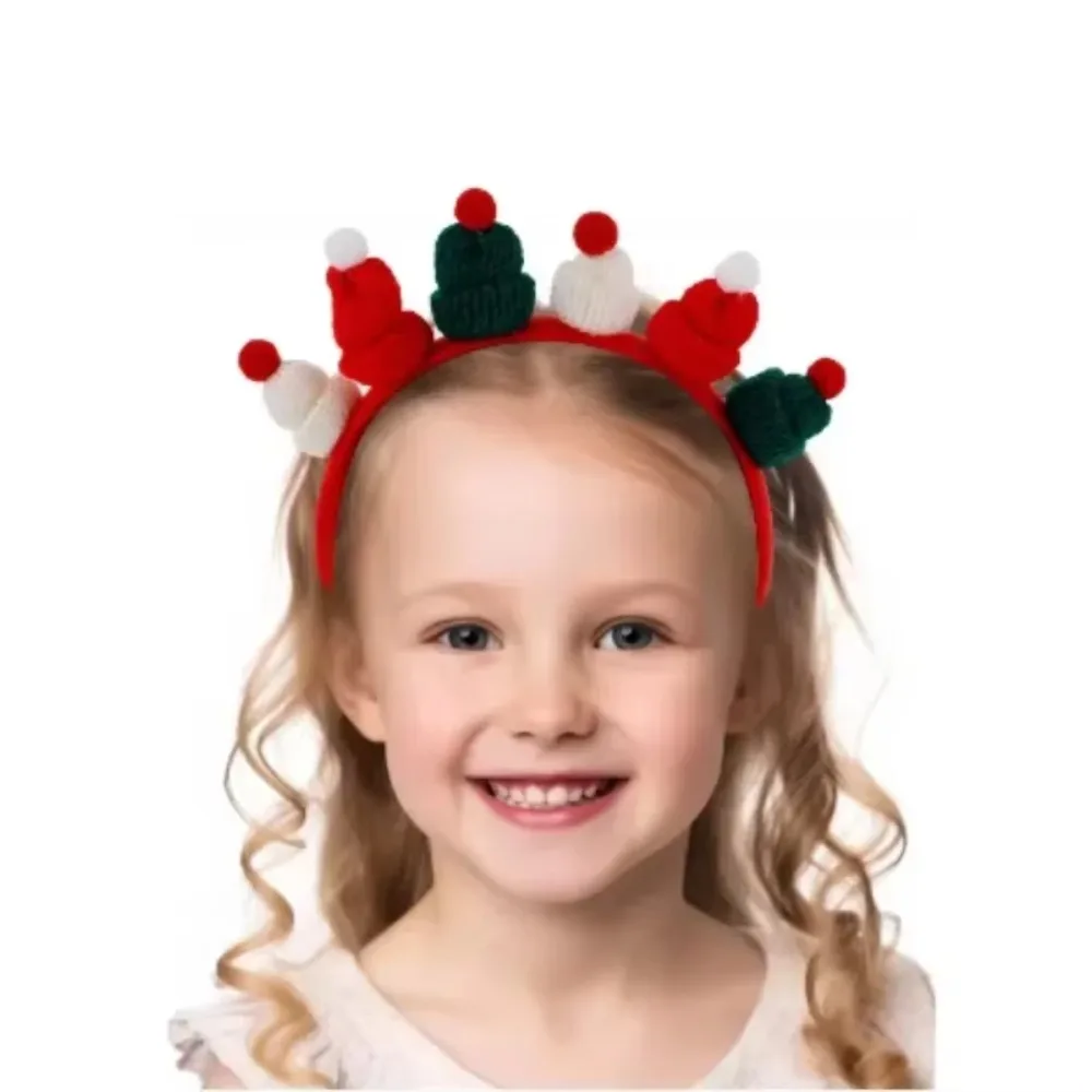 Christmas Hat Headband Red Green Xmas Hairband for Festival Parties Winter Headwear Christmas Headbands Kid Hair Accessories NEW