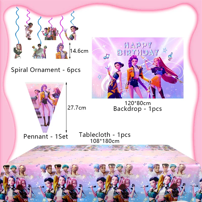 K-Pop Geburtstagsparty-Dekorationsset, neues Set für Eventbedarf, Latexballons, Folienballons, Hintergrund, Teller, Becher, Banner