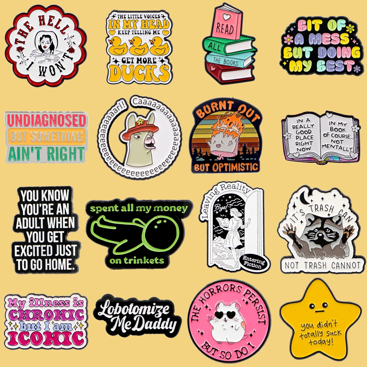 Libri Spilla smaltata Citazioni divertenti Spille per donna Spilla per zaino Distintivi per criceti Regali per feste Accessori di abbigliamento