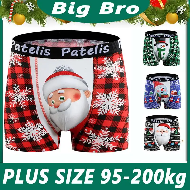 Big Size Men Boxers Christmas Cotton Underwear for 90-210kg Large Size 3XL 4XL 5XL 6XL Boxer Hombre 남성 팬티 Plus Size Men Clothing