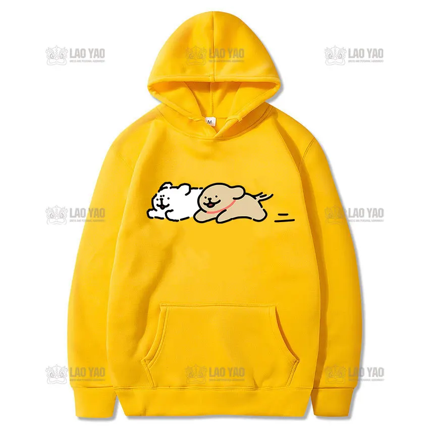 Kawaii Cartoon Dog Sweatshirt Woman Man Maltese Line Puppy Autumn and Winter Graphic Hoodie Couple Keep Warm Hip-hop Pullover