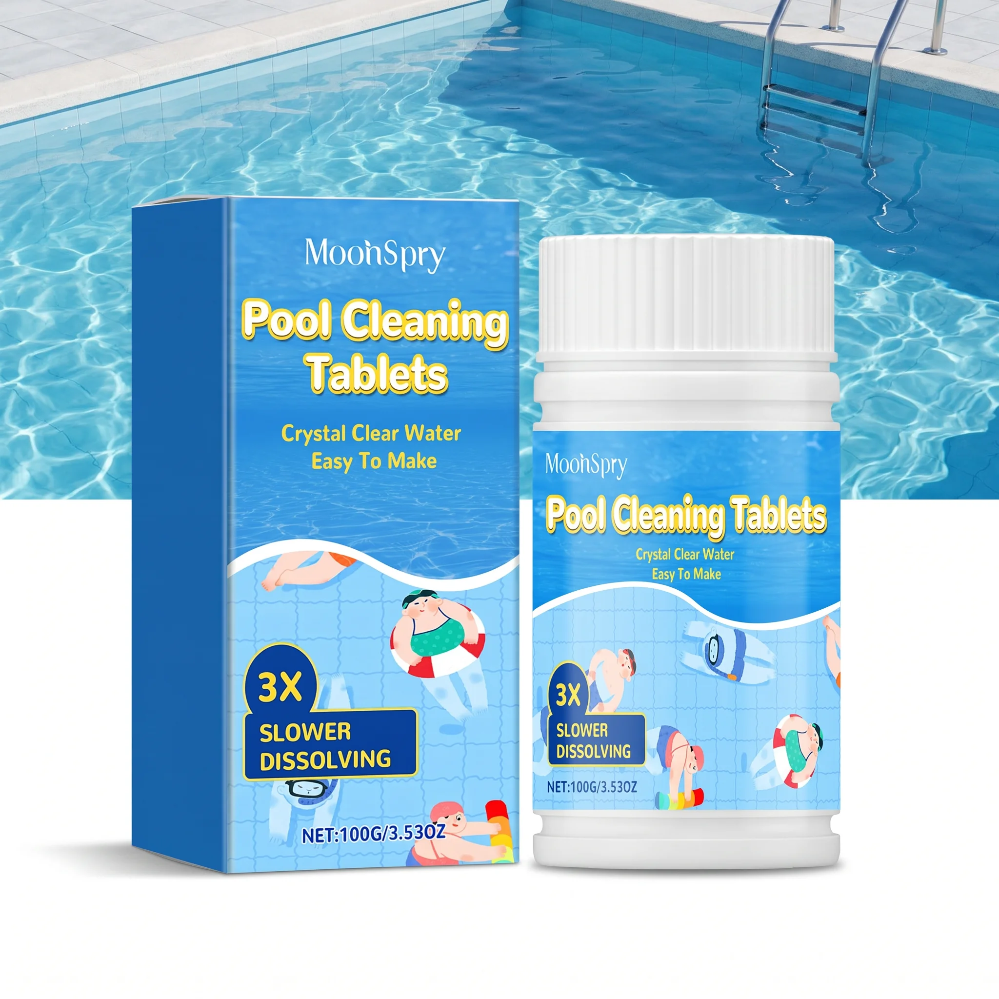 Pool Cleaning Tablets Prevent Turbidity Lasting Freshness Remove Odor Stains Clarify Water Fast-Acting Pool Winterizing Cleaner