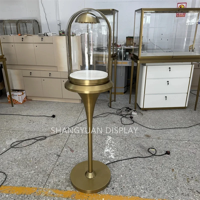 custom.Customized Jewelry Tall Cylinder Display Cabinet Jewelry Store Showcases Retail  Jewelry Luxury Display Showcase