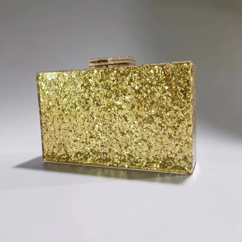 Women's new gold and silver sequined dinner bag, one shoulder diagonal span wedding banquet clutch bag