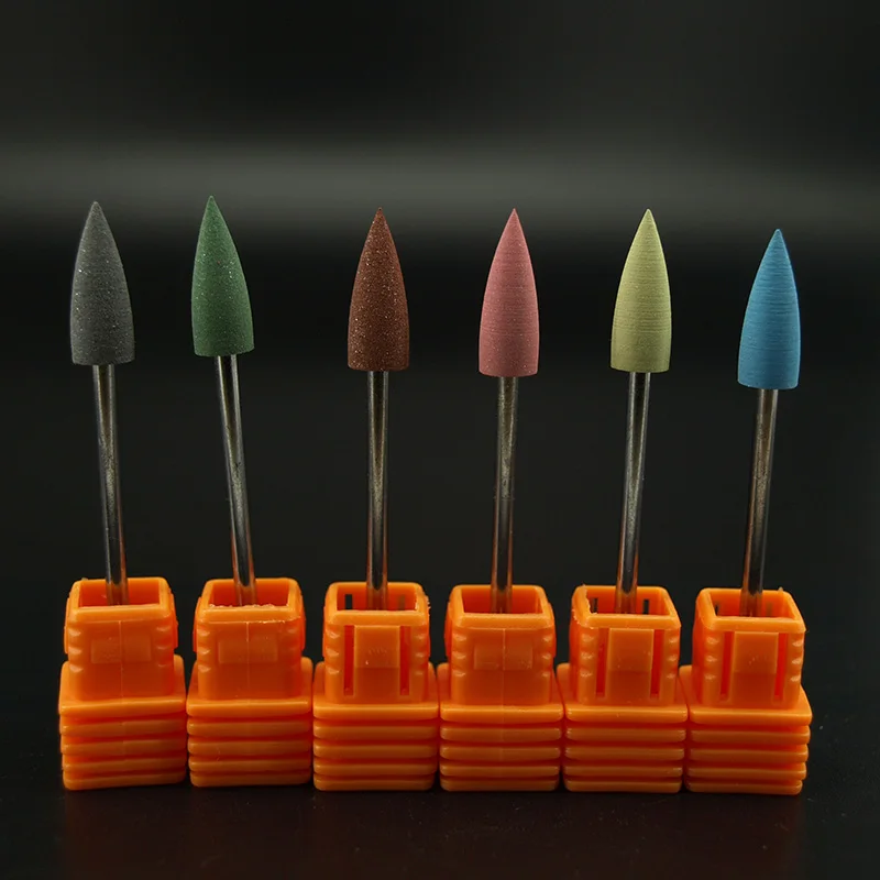 Hoge kwaliteit 6 stks/partij Siliconen polijstmachine Taper nagelboren voor elektrische manicure machine gladmaken en intiem polijsten