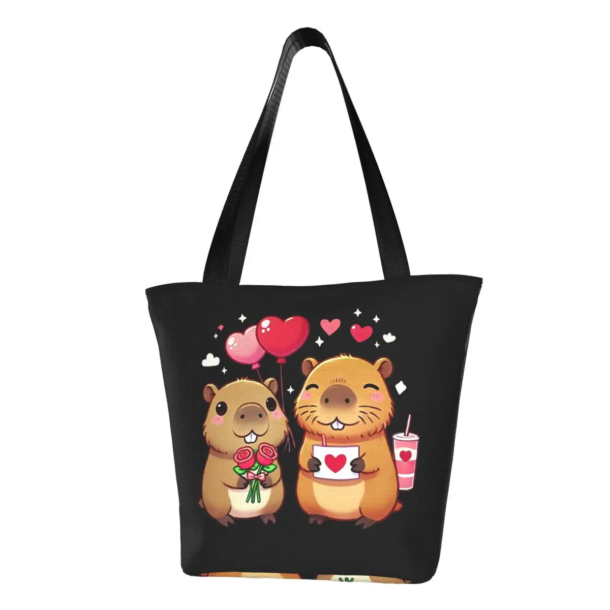 

Custom Fashion Cute Capybara Shopping Tote Bag Reusable Grocery Canvas Shopper Shoulder Bag