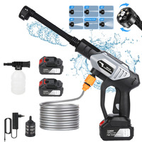 New 230Bar High Pressure Car Washer Gun 6-in-1 Cordless Electric Garden Foaming Washing Spray Gun Tools with 2 Batteries