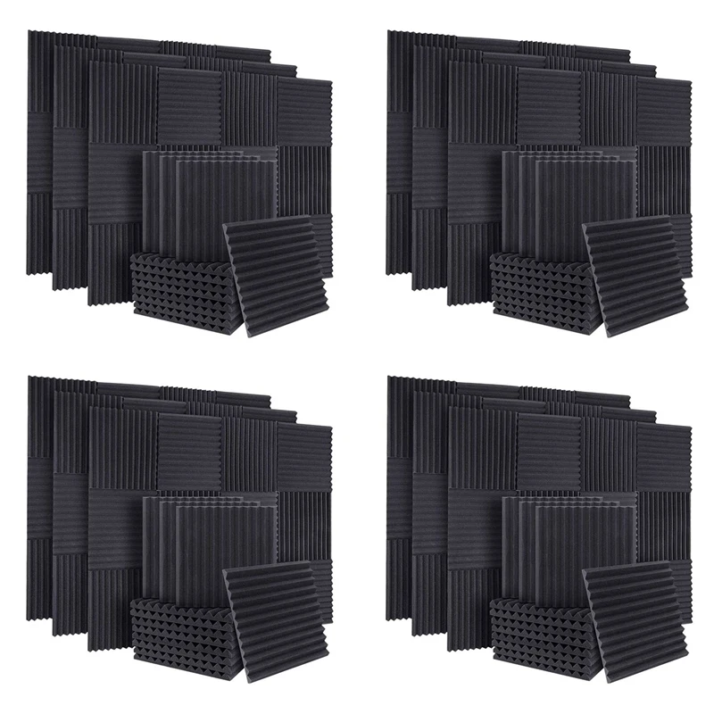 

200Pcs Acoustic Soundproof Foam Sound Absorbing Panels Sound Insulation Panels Wedge,1X12x12inch