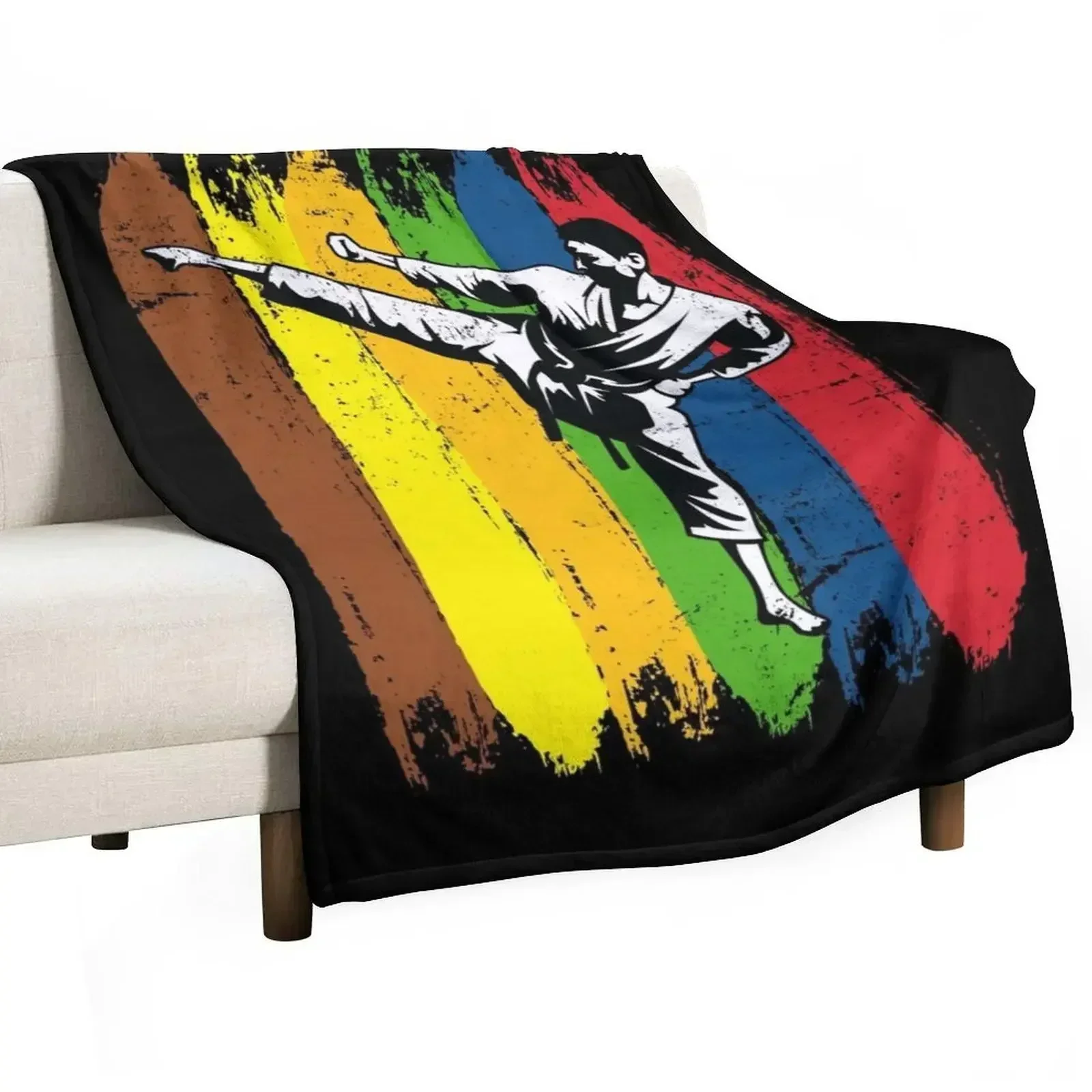 Karate fighter karate Throw Blanket Retros Blankets Sofas Of Decoration Bed Furry Summer Beddings Thins Blankets
