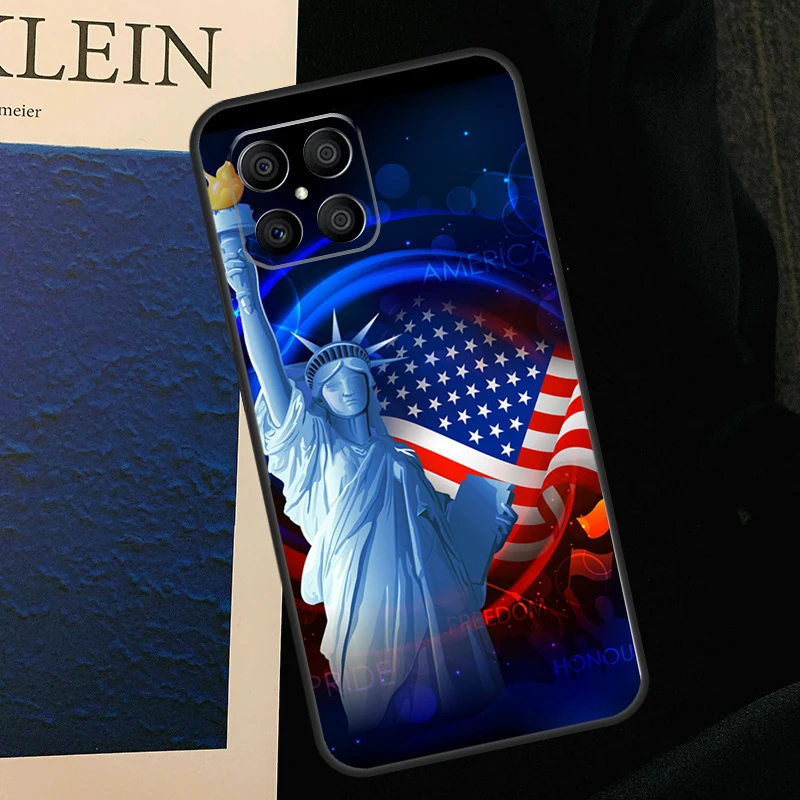 America Flag Statue of Liberty Phone Case For Huawei P40 P20 P50 P30 Pro Nova 9 5T Cover For Honor 50 Lite X9 X8 X7 Case