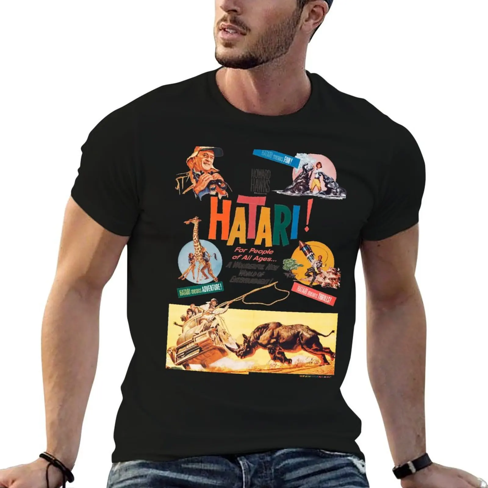 

Hatari! Movie Poster T-Shirt black cotton t-shirt plain for man package man t shirt designer T-Shirt