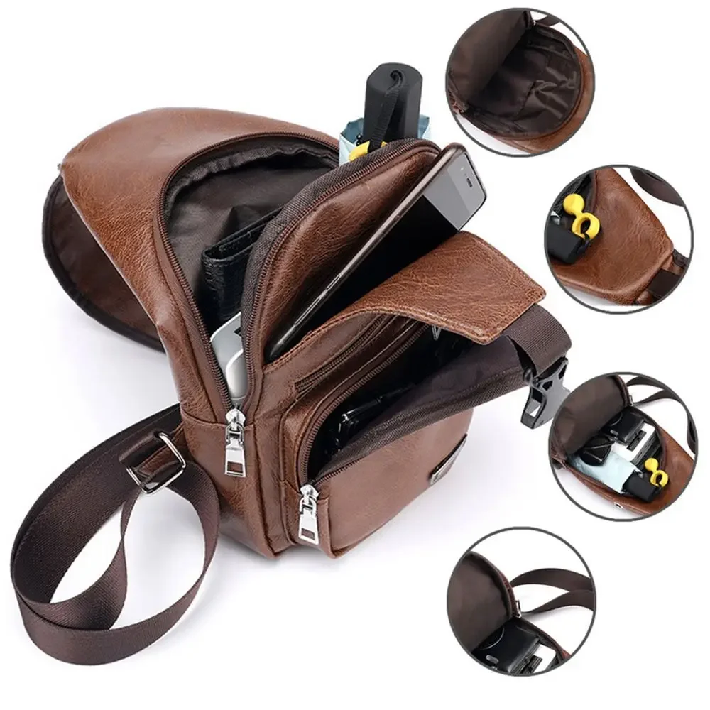 Diagonal bag Casual Water proof Men's bag PU Chest bag Shoulder bag