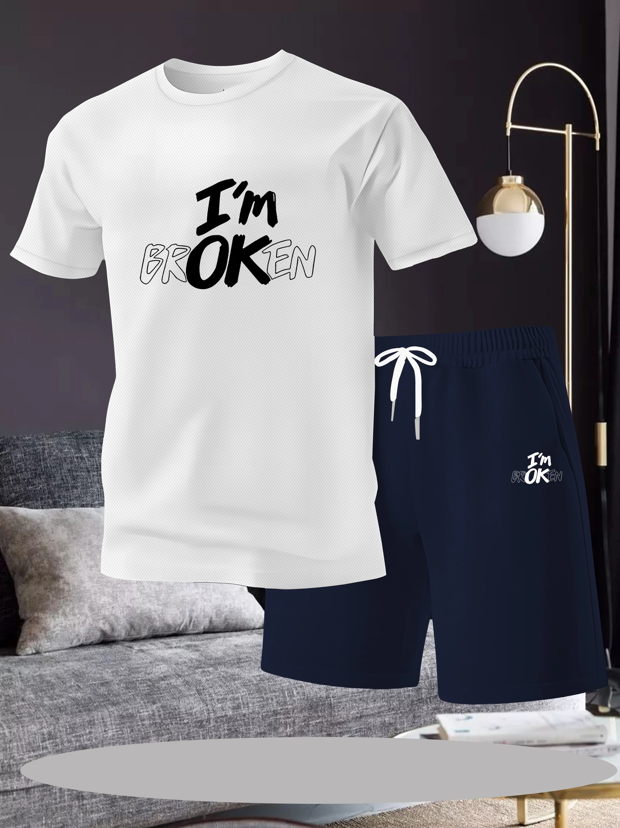 

Men's Home Clothes Set Breathable Quick Drying Home Clothes Men's Living Room Home Leisure Clothes Men's Lazy Home Clothes