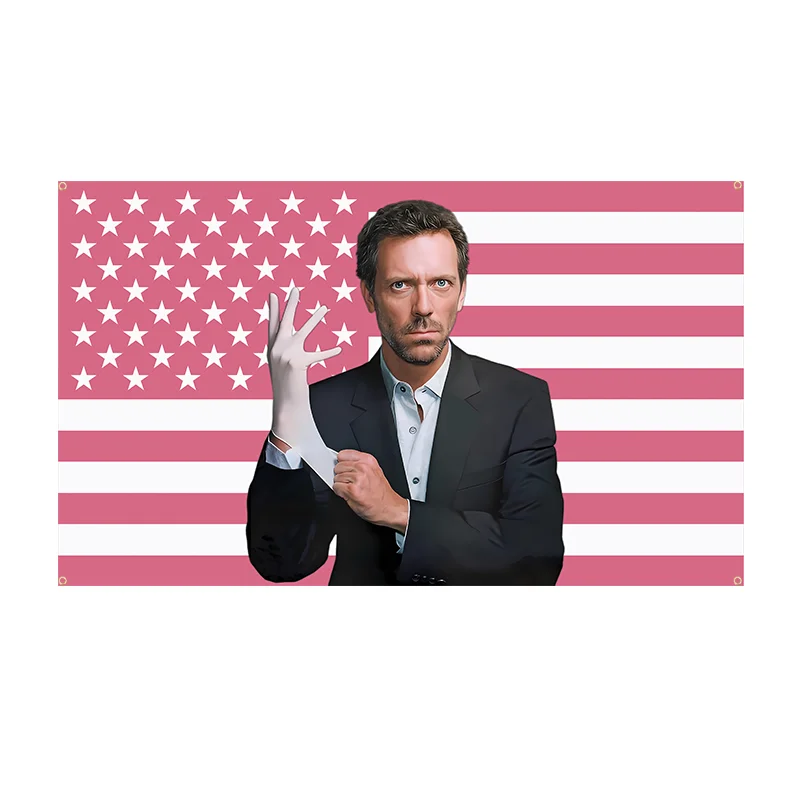 Dr. House American Flag Pink Tapestry – TV Show Wall Art & Room Decor | House MD Flag | Medical Drama Aesthetic