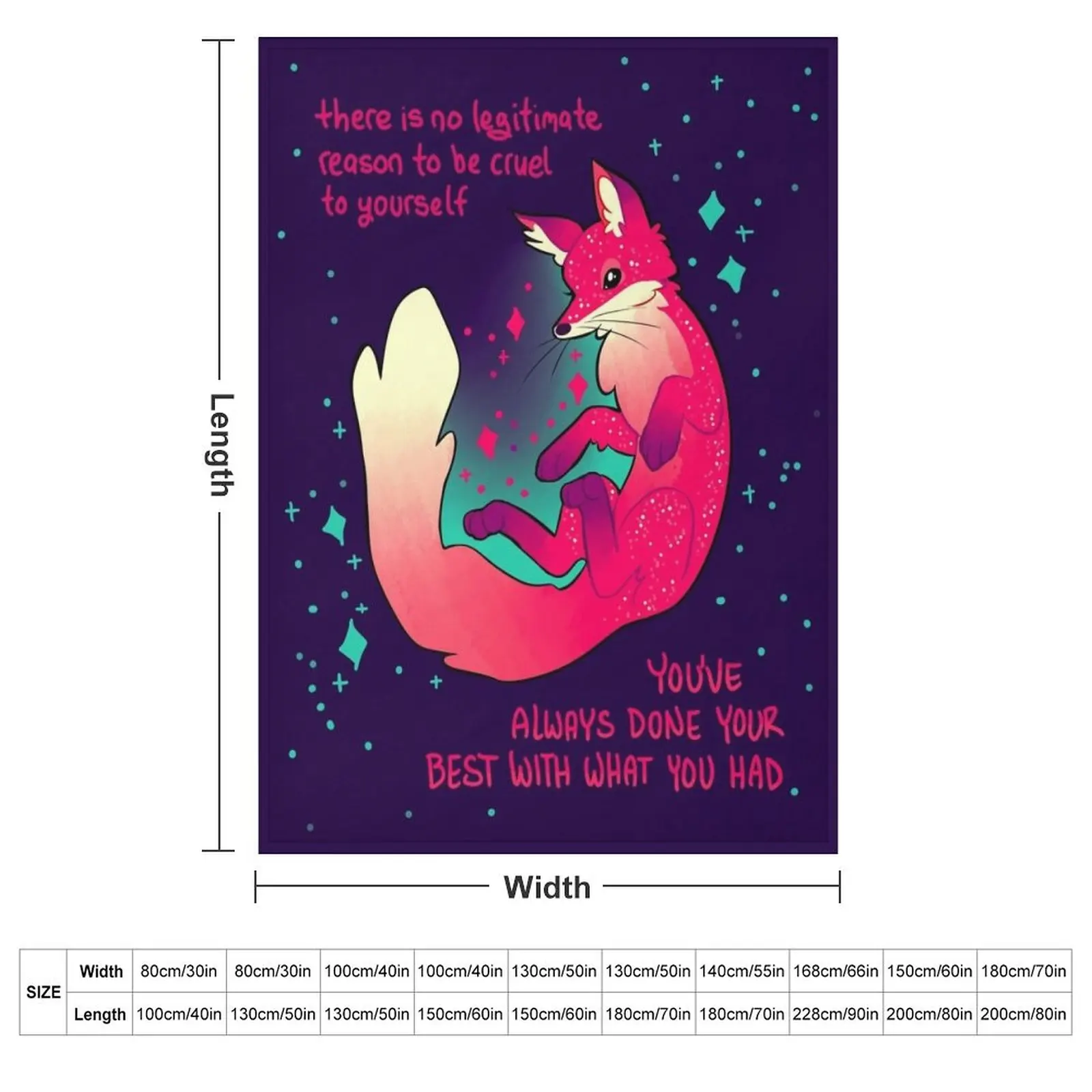 There is no legitimate reason to be cruel to yourself Space Fox Throw Blanket Custom Decoratives Flannel Blankets