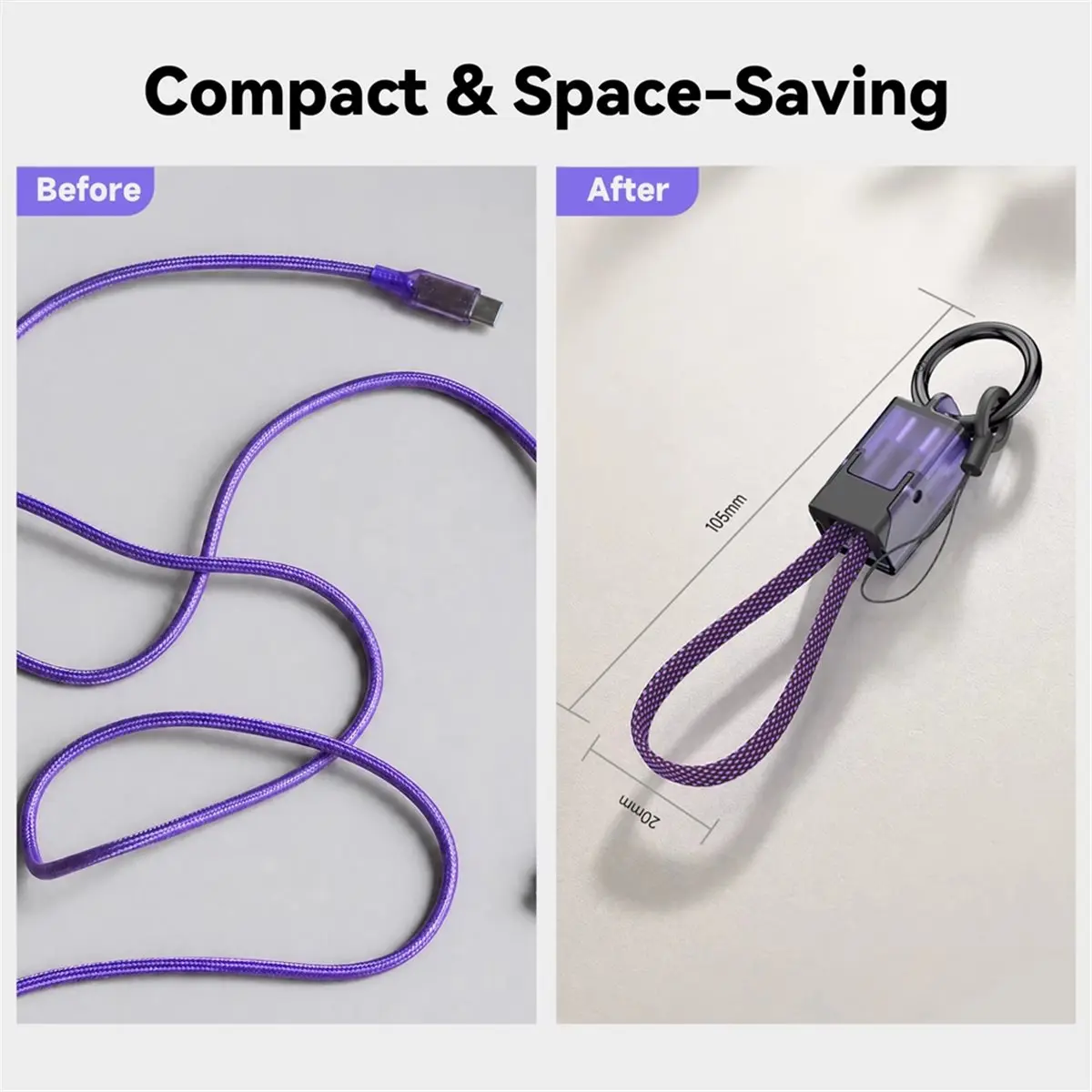USB C Cable Keychain Charger Cable Short 240W PD Fast Charging Cord USB C to USB C Cable 480Mbps Data Transfer