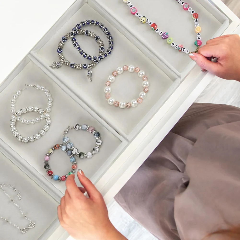 

ABP-8 Pcs Small Velvet Jewelry Tray Stackable Jewelry Drawers Organizer Trays Jewelry Storage Trays 8.3 X 4.7 X 1 Inches