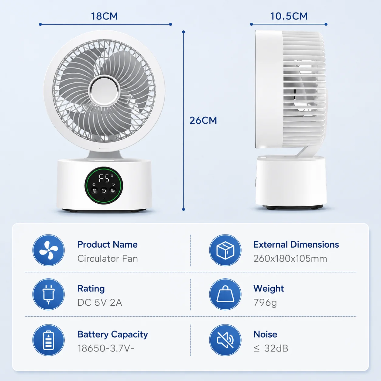 USB Household Portable Wall-Hanging Fan With Remote Control Smart Voice Rechargeable Electric Folding Fan Nightlight Air Cooler
