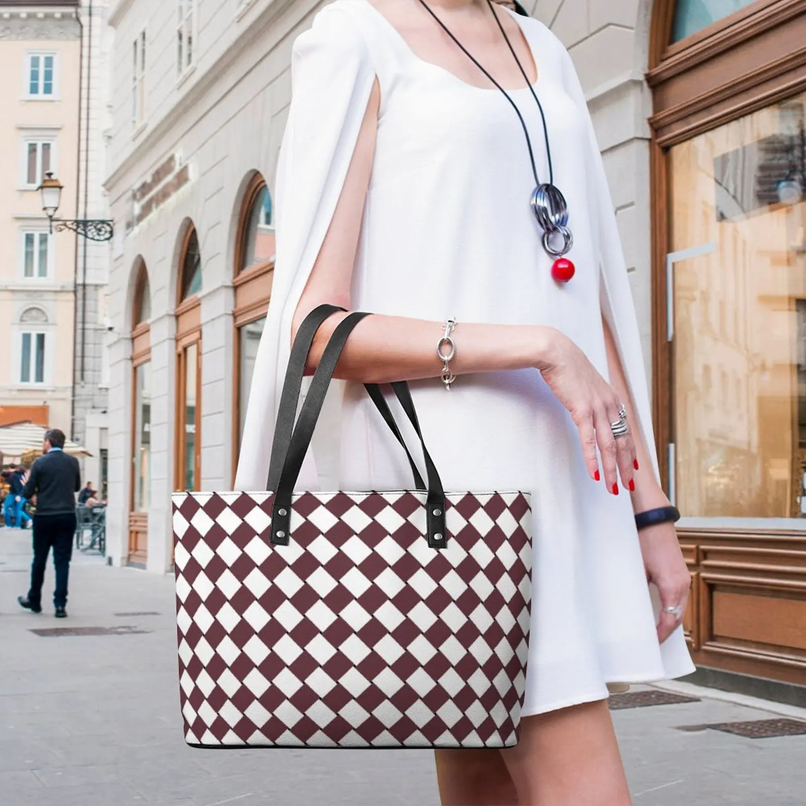 Plaids Fashion B-Bottegas Handbags Elegant V-Venetas College Tote Bag Women Shoulder Bag Top-Handle PU Leather Shopper Bags