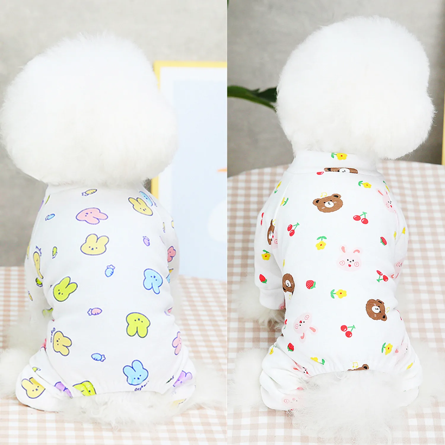 Teddy Home Clothes Puppy Four-legged Clothes Bear Print Dog Clothes Pomeranian Cool Summer Clothes Pet Dog Pullover