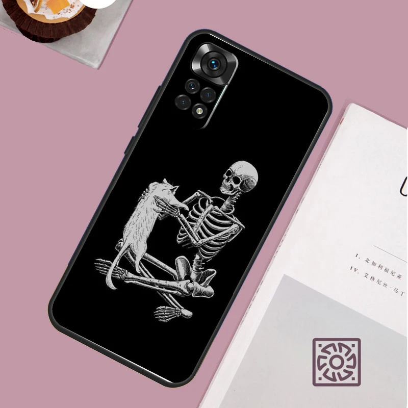Black Cat Skull Goth Witch Case For Xiaomi Redmi Note 12 9 10 11 13 Pro Plus 9S 10S 11S 12S Redmi 12 10C 12C 13C Cover