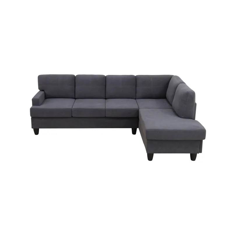 

Dark Grey Breathable Fluffy Fabric 2 Piece Sofa Set Premium Non Pilling Fabric Sofas High Density Sponge Comfortable Seating