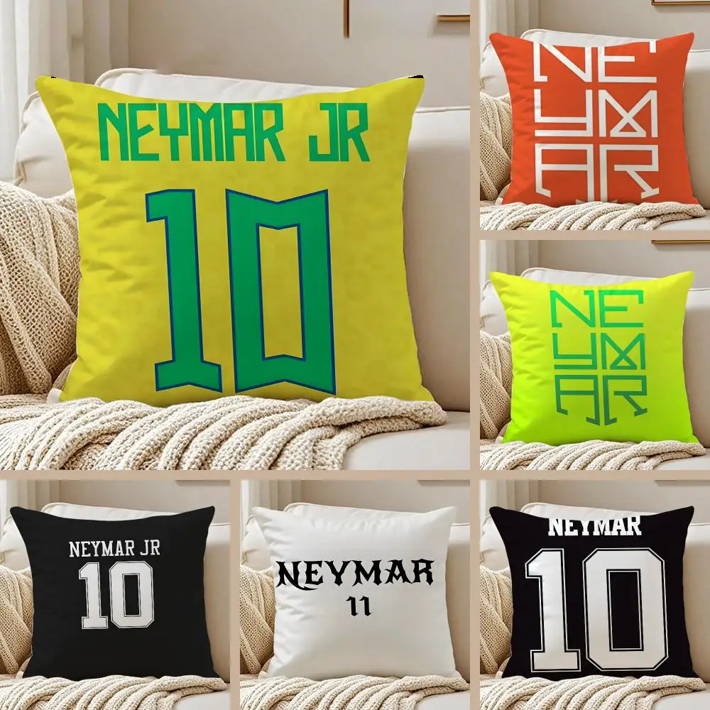 Star Athlete N-Neymar Cushion Cover Pillowcase Anti-dustmite Invisible Zipper Short Plush Sofa Cushion
