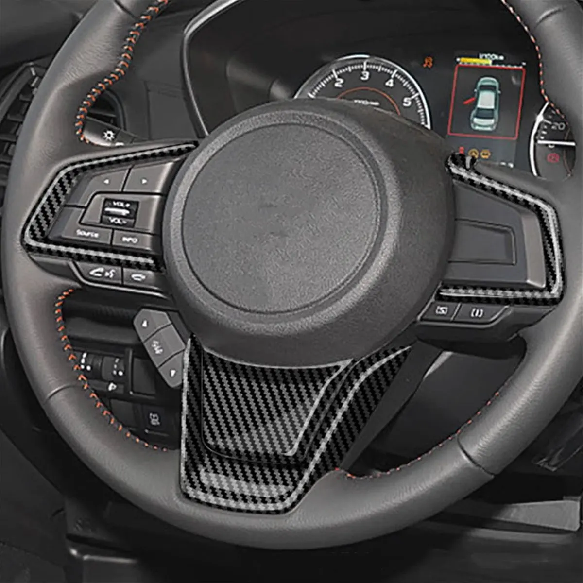ABQE Car Steering Wheel Trim Cover Sticker for Subaru Forester 2025 Car Interior Accessories Carbon Fiber