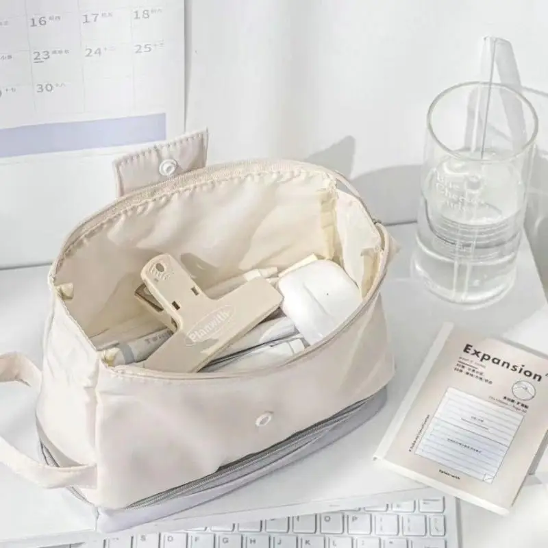 Creative Foldable Double-layer Pencil Case Student Minimalist Large Capacity Pencil Bags Portable Multi-function Storage Bag