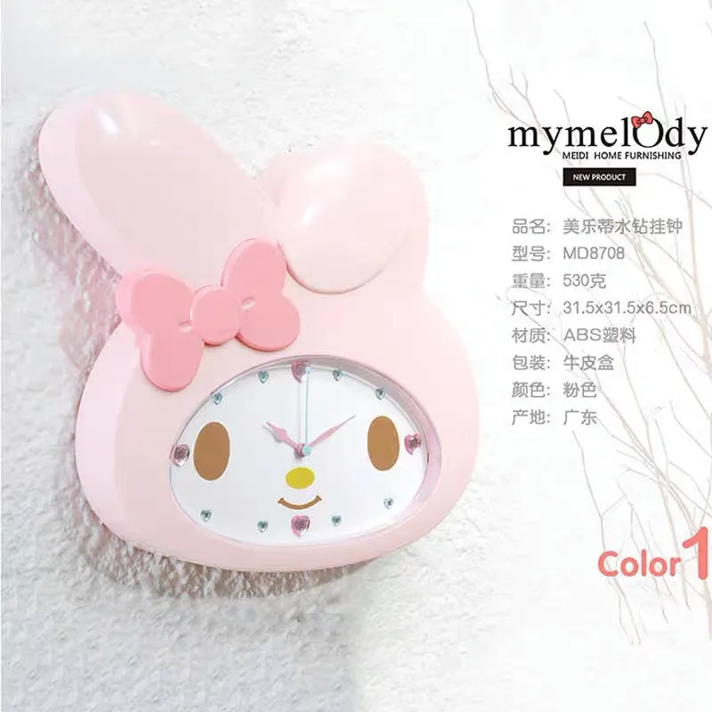 سانريو ساعة حائط مرحبا كيتي بلدي ميلودي الكرتون لطيف غرفة الأطفال دراسة غرفة المعيشة كتم ساعة الحائط الديكور جديد