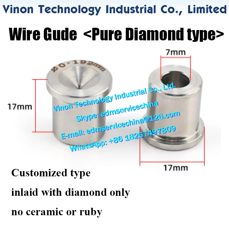 4PCS of Diamond type edm wire guide 0.192mm for Beijing AGIE Medium Speed Machines, inlaid with diamond only, no ceramic or ruby