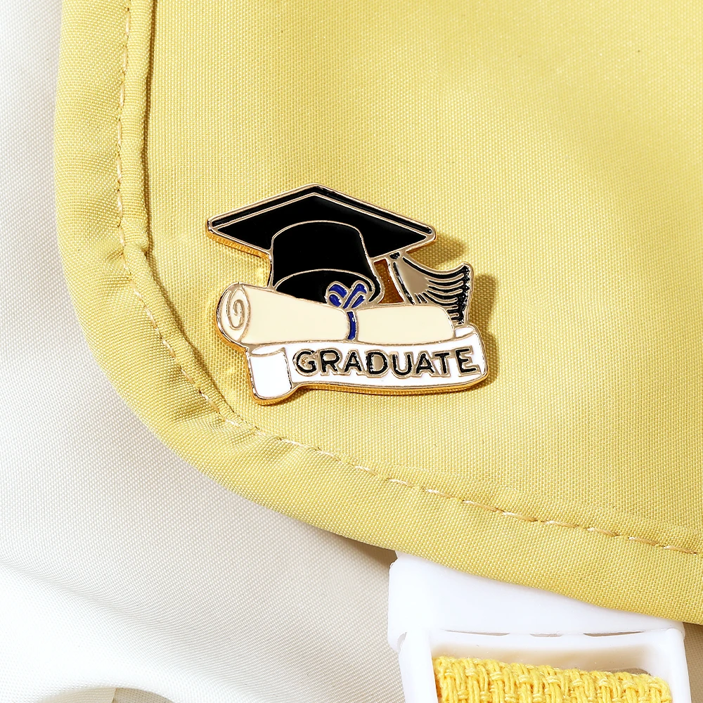 New Doctoral Hat Diploma Graduate Pins Graduation Certificate Enamel Brooches For Student Gift