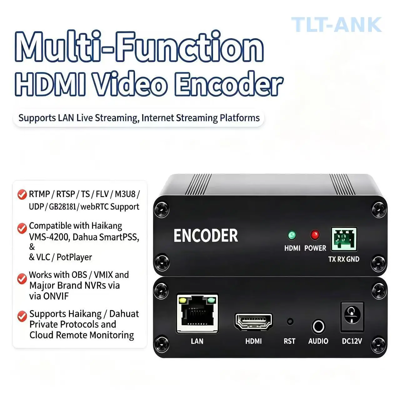 POE H.265 HDMI Live Streaming Encoder, Video Converter Screen Recorder for NVR PC Security Monitoring