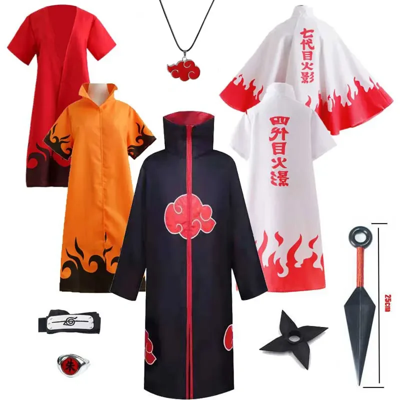 Kids Adult Uchiha Tobi Obito Akatsuki Cosplay Yondaime Hokage Namikaze Minato Uniform Deidara Red Cloak Halloween Costume